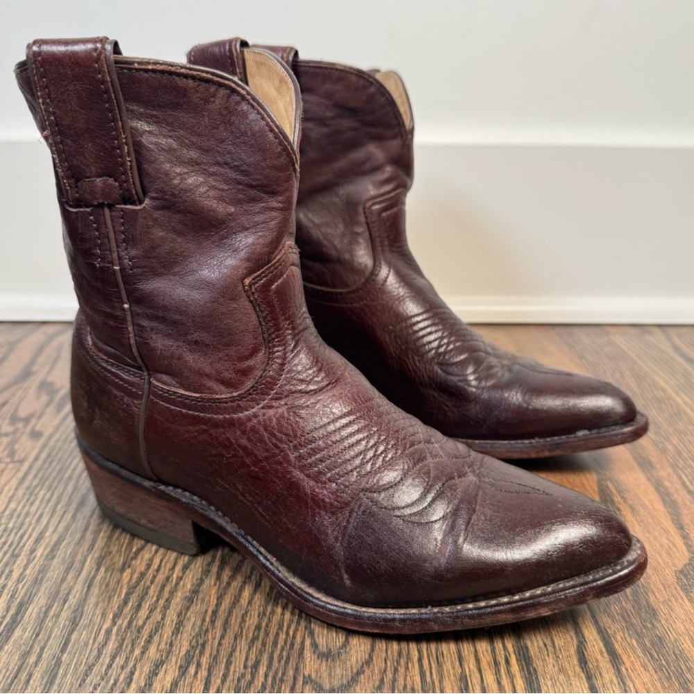 Frye Billy brown leather short western cowboy boots size 6.5